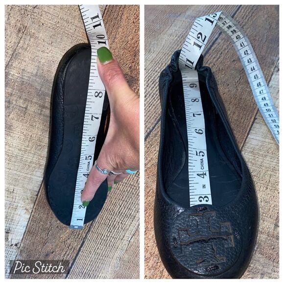 Tory Burch Reva Pebbled Black Leather Ballet Flats - Picture 11 of 11